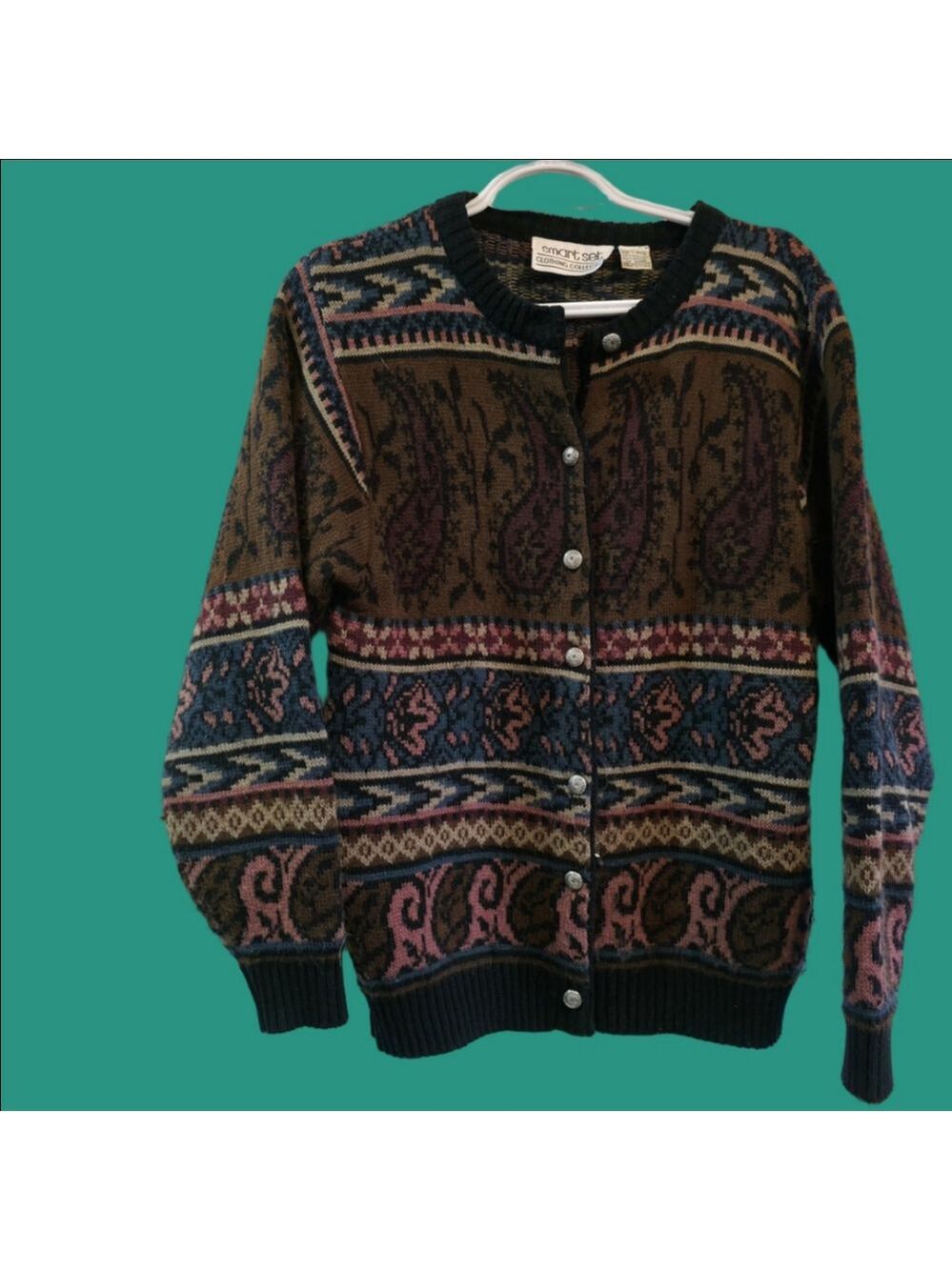 4/$67 Deal! Vintage Multicolor Patterned Smart Set Cardigan